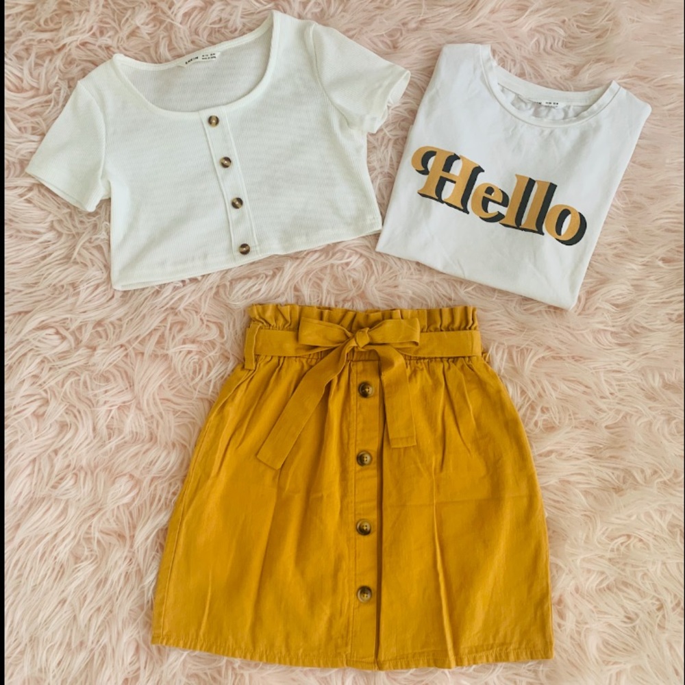 ✨SHEIN 3 Piece Set!✨ Crop Top / T-Shirt / Skirt